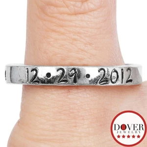 Estate Silver Eternity Engraved Band Ring 1.6 Grams NR - Picture 1 of 5