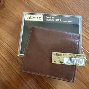 #A5 Vintage Men's Amity Tri Fold Billfold Brown Leather Wallet - Picture 1 of 16