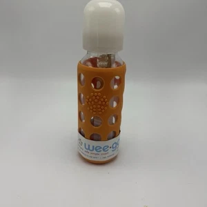 Lifefactory Orange 9 oz BPA-Free Glass Baby Bottle stage 2 nipple  NEW - Picture 1 of 6