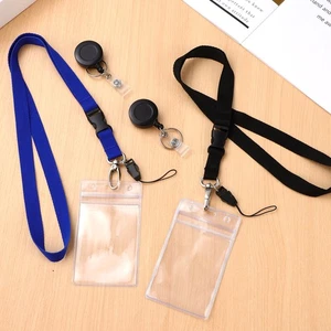 2 Sets ID Card Holder Sleeve with Lanyard Waterproof Plastic for - Picture 1 of 12