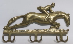 Messing Pferd Steeplechase Fuchsjagd Schlüsselanhänger, sechs Haken - Bild 1 von 2