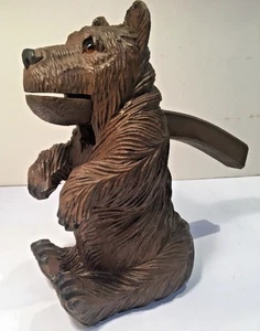 ANTIQUE VINTAGE BLACK FOREST GERMAN WOOD CARVED BEAR NUTCRACKER SIGNED GLASS EYE - Picture 1 of 8