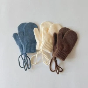 Cashmere Kids Neck Hanging Gloves Solid Color Soft Gloves Baby Mittens Toddler - Bild 1 von 17