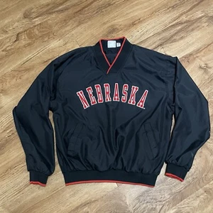 Nebraska Cornhuskers Red Oak Black Vneck Jacket Mens Size Medium Football NCAA - Picture 1 of 10