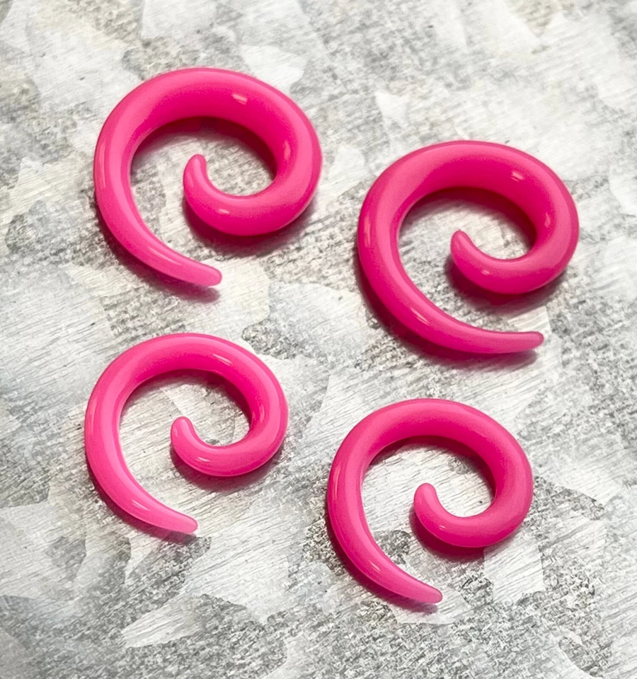 PAIR Neon / Transparent / Solid Color Spiral Tapers Expander Plug Earlet Gauges - Image 1 of 1