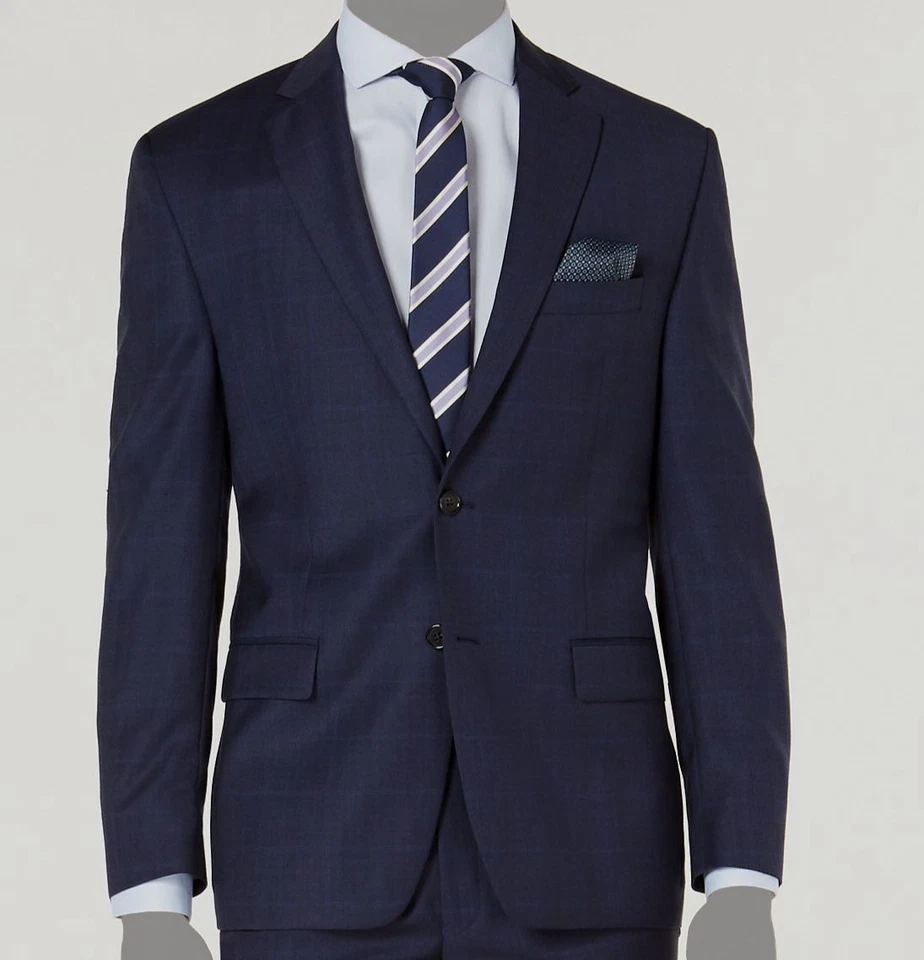 Lauren Ralph Lauren Men's Blue Classic-Fit Plaid Suit Jacket Size 50R