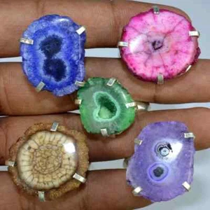 Wholesale Solar Quartz Handmade Rings,925 Silver Plated Worry Boho Rings Lot~ - Picture 1 of 2