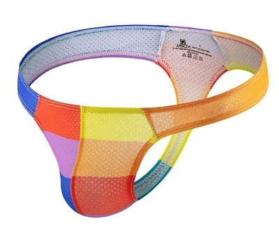 Men's Sexy Printed Thong Underwear Mesh T-back G-strings Underpants for Men M-XL - Image 1 of 4