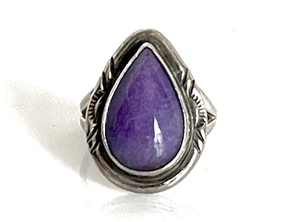 VTG Original Gilo And Grace Nakai Navajo Purple Jadeite Sterling Silver Ring S 6 - Picture 1 of 7
