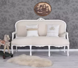 Rokoko Sofa weiß Couch shabby Sitzbank Salonsofa Polsterbank barock Polstersofa - Bild 1 von 4