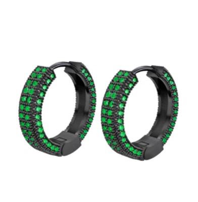 Pendientes Huggie tipo aro tubo llamativo con microincrustaciones de circonita cúbica de oro de 14K 16 mm PE28 Foto 1 de 4