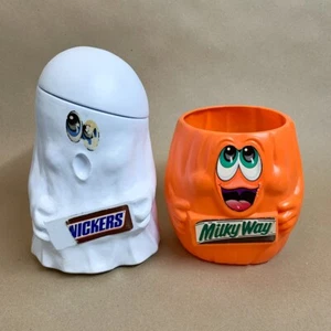 1989 Mars Snickers & Milky Way Ghost & Pumpkin Candy Bucket Blow Molds - Picture 1 of 17