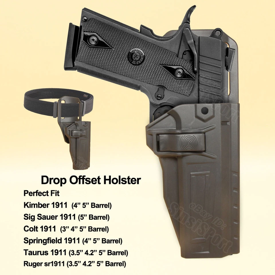 Drop Offset 1911 Holster Fit Colt 1911 Taurus 1911 Kimber Sig Sauer Ruger SR1911 - Image 1 of 4