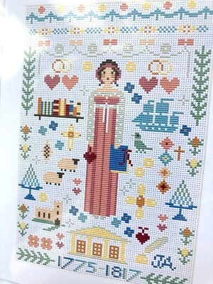 RIVERDRIFT HOUSE Counted Cross Stitch Kit JANE AUSTEN Mini Sampler 14ct Aida Riverdrift