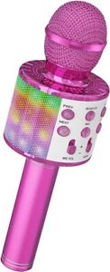 Microphone sans Fil Karaoké, Micro Karaoke avec Lumières LED de Danse, Bluetooth