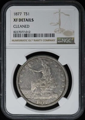 1877 Trade Dollar T$1 NGC XF Details Cleaned - Image 1 of 2