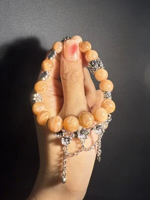 Brazalete elástico 9,9 mm diseño flores natural melocotón naranja piedra lunar/positivo Foto 1 de 4