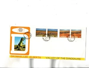 Sc#863,864 FDC DRUMHELLER,AB -Valley of the Dinosaurs  cachet - Picture 1 of 2