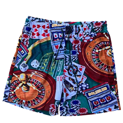 Sole Club Casino Mesh Shorts Bravest Graphic Multicolor Green Unisex 6" - Image 1 of 3