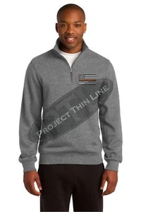 Sudadera Delgada Línea Naranja Bandera Bordada Para Hombre 1/4 Cremallera Lanza Búsqueda Rescate - Imagen 1 de 1