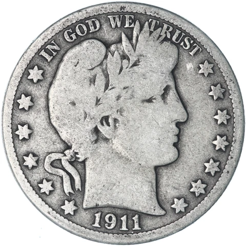 1911 D Barber Half Dollar 90% Silver Good GD+ See Pics X320 Cover