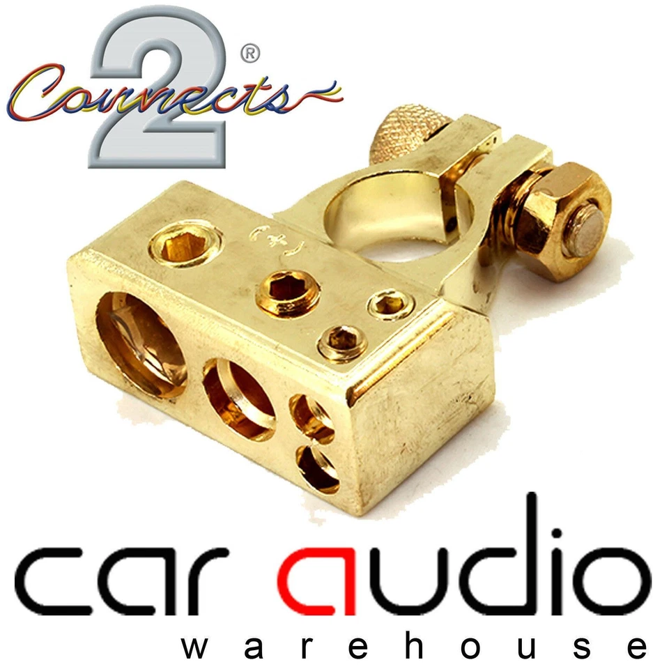 0/4/8 Awg Gauge Gold Car Van Truck Positive Battery Post Terminal Clamps CT37-36 - Image 1 of 1