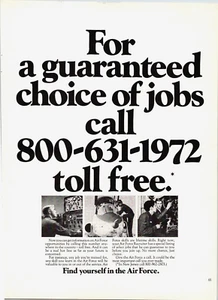 Vintage 1972 Find Yourself A Job In The Air Force Print Werbung - Bild 1 von 1