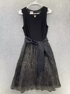 Karin Stevens Women's Party Dress Black Size 8 Sleeveless Metallic Belted Keyhol - Picture 1 of 17