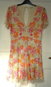 Miss Selfridge Nude & Orange Sequin & Bead All in One/Playsuit/Jumpsuit Size 12 - Picture 1 of 9