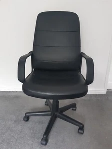 Black faux leather office chair - Picture 1 of 4