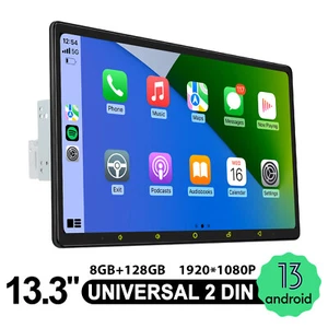 Android Car Stereo Octa Core Universal Double 2 Din 13.3" Touchscreen Head Unit - Picture 1 of 16