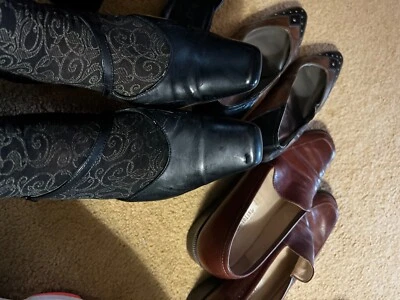 Mujer Cuero Negro Penal Jo Zapatos de Vestir Talla 7M Con Correa Cruzada Única Foto 1 de 4