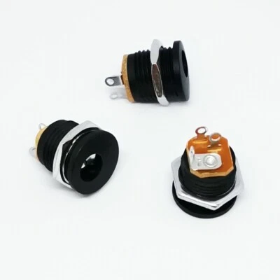 P2G Pk of 10 Black Plastic Panel Mount DC Socket - 5.5mm x 2.1mm - Fast UK Supplier