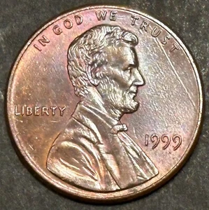 1999-P LINCOLN MEMORIAL CENT PENNY DETAILED LIGHTLY TONED COIN - Picture 1 of 2