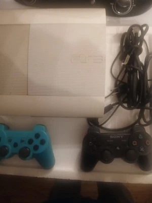 Sony PlayStation 3 Super Slim White Lots Of Memory With 3 Games Tested Works - Image 1 of 4