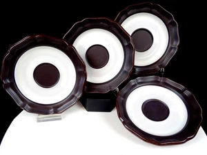 MIKASA EARLY MORN D2000 BROWN PEASANTRIES 4 PIECE 6 1/8" SAUCERS 1975-1976 - Picture 1 of 8