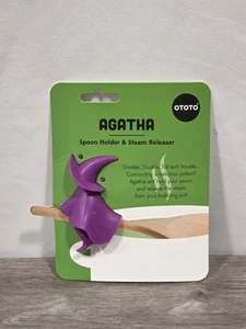 Agatha lila Hexe Löffelhalter Dampfablöser fliegender Besen - Bild 1 von 3