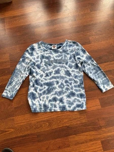 Vintage Harley Davidson T-Shirt Gr. L Biker Grunge Tee 3/4 Arm Batik Blau - Bild 1 von 8