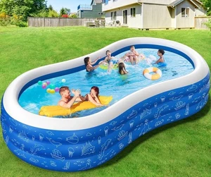 Large Inflatable Pool for Adults Kids 145x74x22'' Backyard Blow Up Swimming Pool - Picture 1 of 5