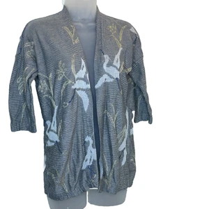 Cárdigan Suéter Peruvian Connection XS Gris Grúa de Nieve Algodón Pima Frente Abierto - Imagen 1 de 8