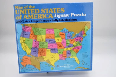 VTG Golden 1985 Puzzle Map of the United States of America 300 Pieces Sealed - Image 1 of 4