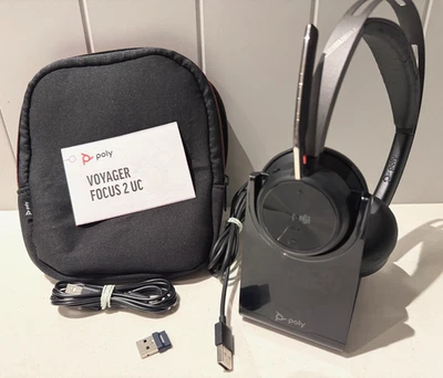Poly Voyager Focus 2 UC Wireless Headset +USB Desk Stand +BT700 USB dongle - Image 1 of 4