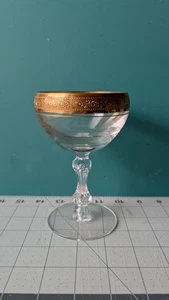 Tiffin Franciscan Champagne Goblet Gold Minton Band Westchester Bubble Stem - Picture 1 of 8