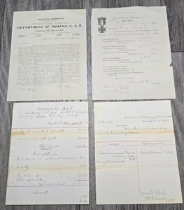 Lote 4 Manuscritos Guerra Civil G.A.R. Lote de informes 1871-1893 Indiana Nueva Jersey - Imagen 1 de 9