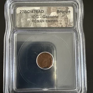 Ancient Roman Empire Coin  27bc-476AD  ICG Genuine Slab Bronze Rome History - Foto 1 di 4