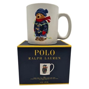 Polo Bear Ralph Lauren Home 16 Unzen Kaffeebecher verpackt in Weihnachtsbeleuchtung NEU - Bild 1 von 7