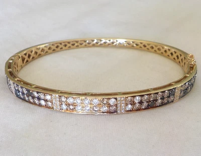 Davani 14K 黄金 Ombre Mocha 钻石手链 - 14.8 克,6.8 英寸,2.20 克拉 — 第 1/4 张图片