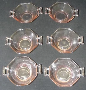 6 tazas/tazones de tuerca Heisey octágono con asas rosa flamenco - Imagen 1 de 1