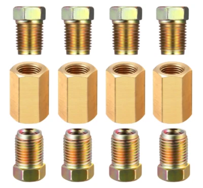 1/4 brake line, 7/16-24 Inverted Flare Line Fittings & brass Unions, 12 pcs. - Image 1 of 4
