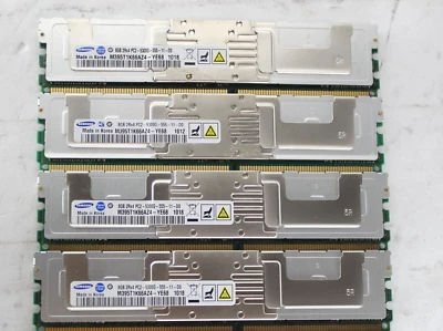 Lot of 4 Samsung M395T1K66AZ4-YE68 8GB 2Rx4 PC2-5300G-555-11-D0 DDR2 Server RAM - Image 1 of 4